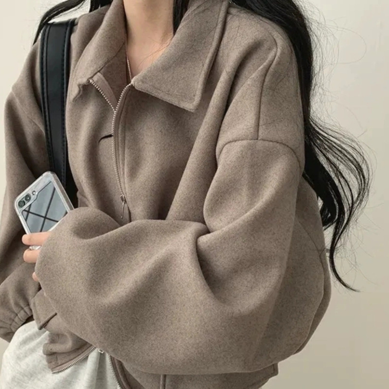 美式复古炸街短款外套女春秋新款宽松显瘦感别致夹克上衣|undefined