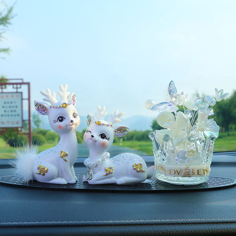 New Car Interior Decoration Ornament: "Safe Journey" Deer, High-End Goddess Dashboard Cloud Deer for Vehicles