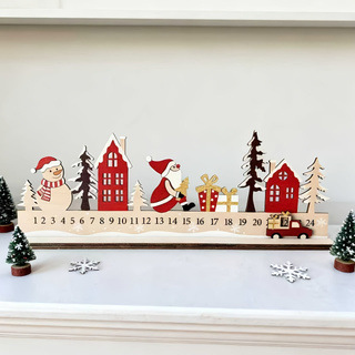 christmas跨境新品圣诞日历木质装饰摆件节日礼物圣诞节装饰礼品|undefined