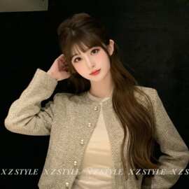 zj822条纹小香风短外套女秋季2026新款千金风miu系小个子名媛气质