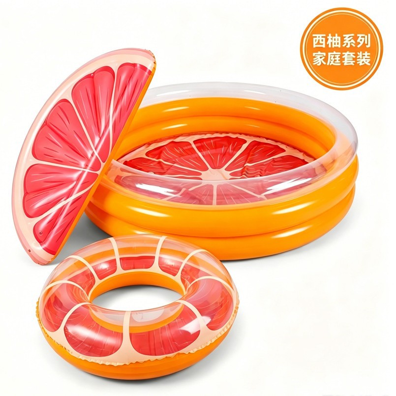 Grapefruit, lemon, kiwi fruit inflatable float, water play toy, children's swimming pool, swim ring, cross-border spot goods