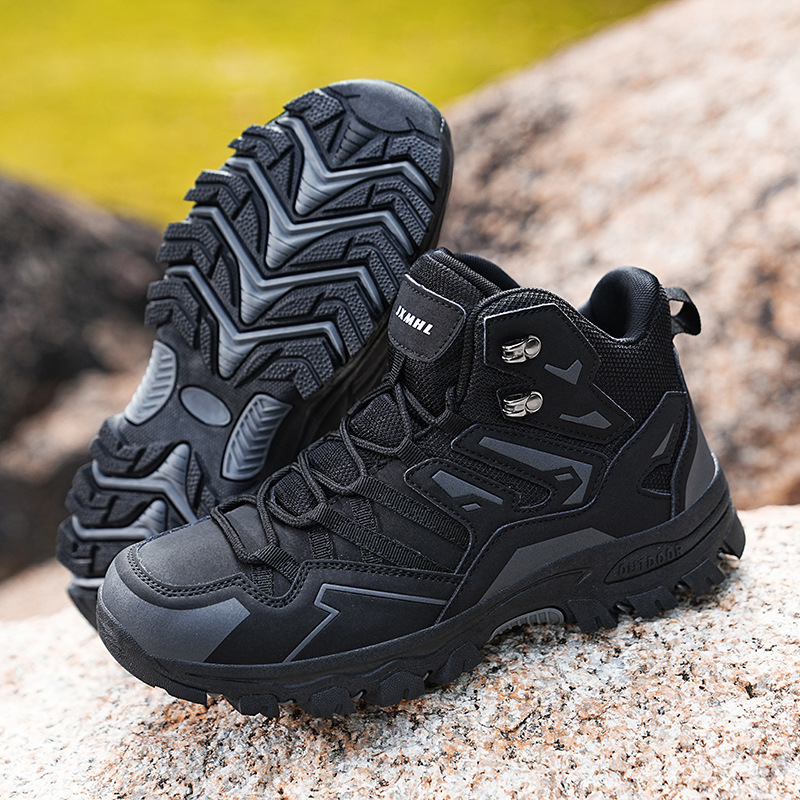 Cross-Border Popular Large Size New Foreign Trade Men's Shoes Hiking Shoes Couples High-Top Leather Cross-Border Outdoor Hiking Cross-Country Shoes