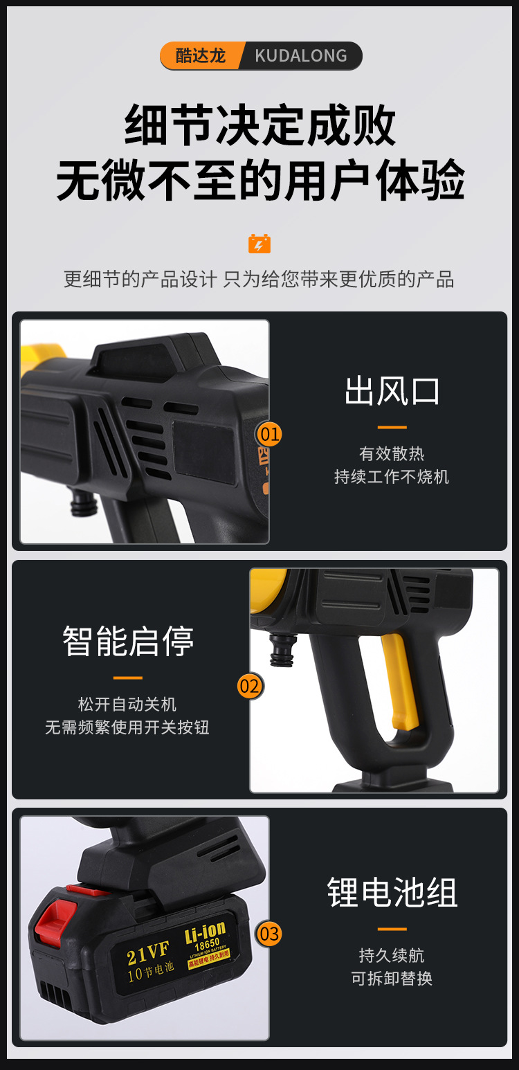 Customized Wireless Car Washing Machine, Portable High-Pressure Water Gun for Cars, High-Power Vehicle-Mounted Lithium Battery, Household Electric Car Washing