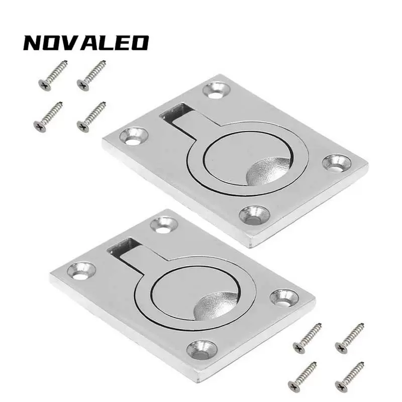 方形地板扣63x44mm不锈钢316船用隐形内嵌甲板拉环游艇抽屉方拉手