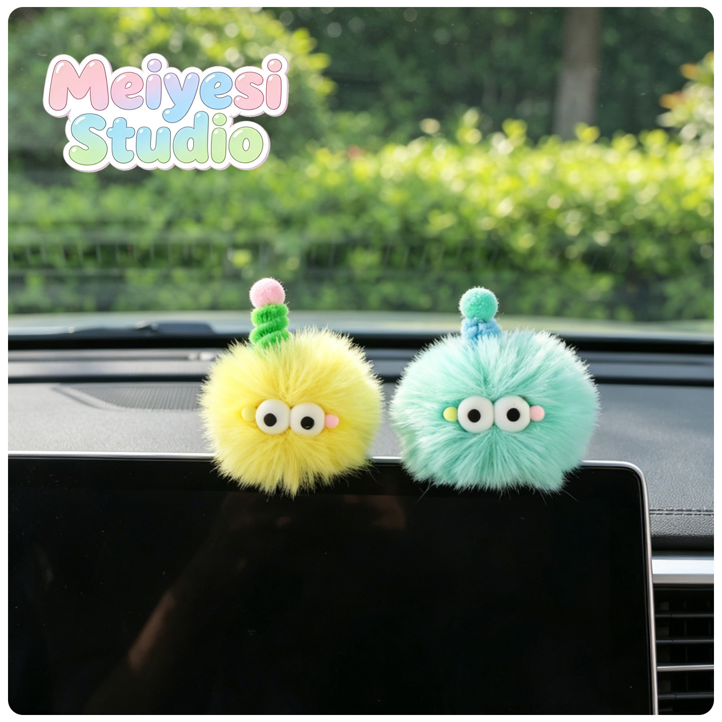 Joyas de automóviles adornos de automóviles lindos bolas de peluche interior de automóviles pantalla de control central decoración de pantalla pequeña adornos