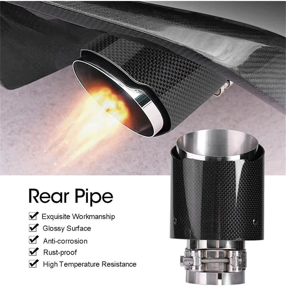 Cross-border car modification carbon fiber illuminated exhaust tail with high-temperature resistant LED lights modified car exhaust pipe fire-spouting tail
