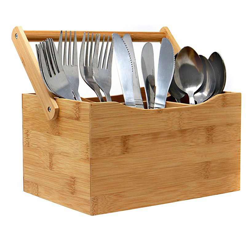 Caja organizadora de cubiertos de bambú, para cajón de cocina – Mayorista de Yiwu