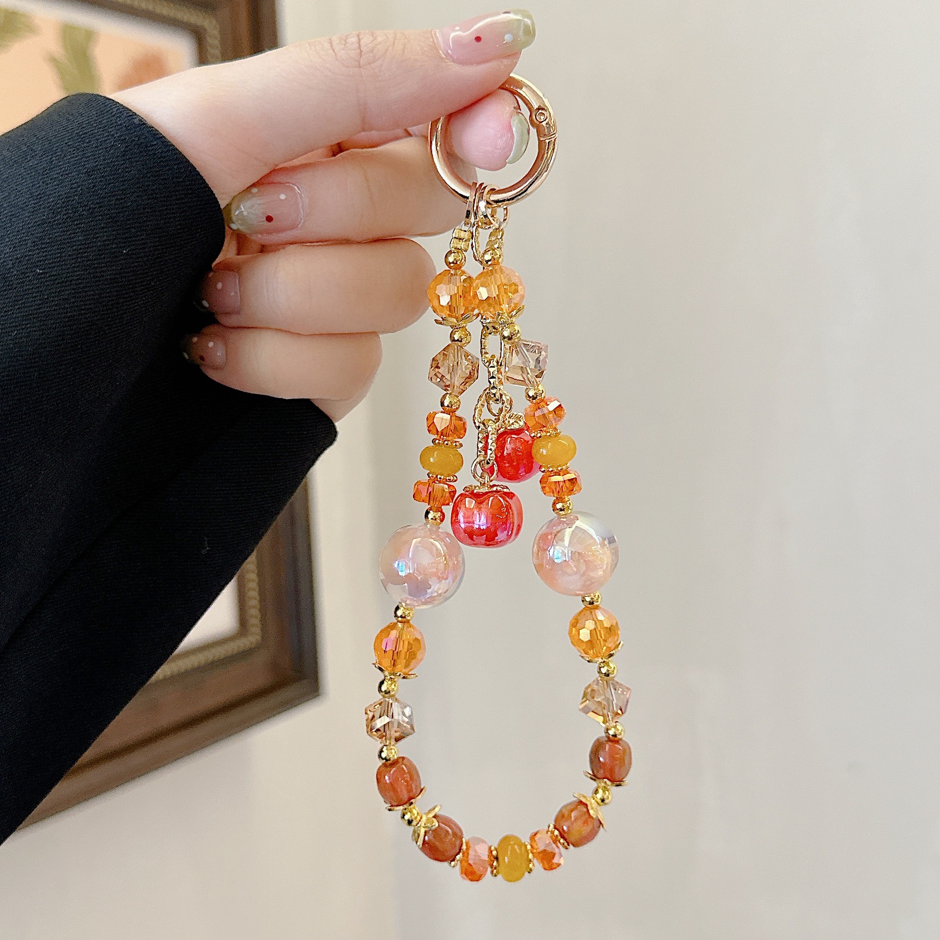 Boutique hecho a mano de alta gama para teléfono móvil cadena ins caqui Ruyi cadena colgante cordón de teléfono móvil de moda cadena/colgante corto