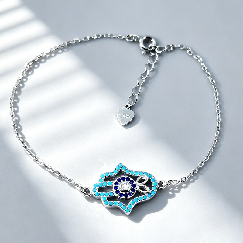 925 silver Fatima's hand bracelet, Hamsa hand, evil eye 925 silver Fatima's hand bracelet, Hamsa hand, evil eye