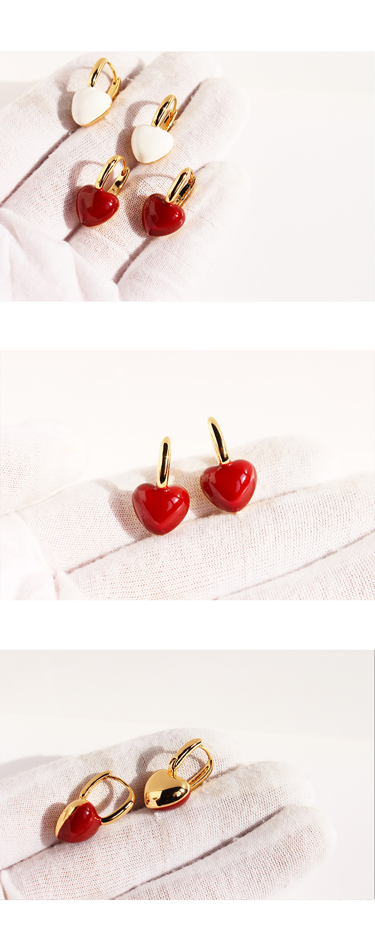Women's Gender 1 Pair IG Style Sweet Heart Shape Enamel Plating Brass 18K Gold Plated Drop Earrings