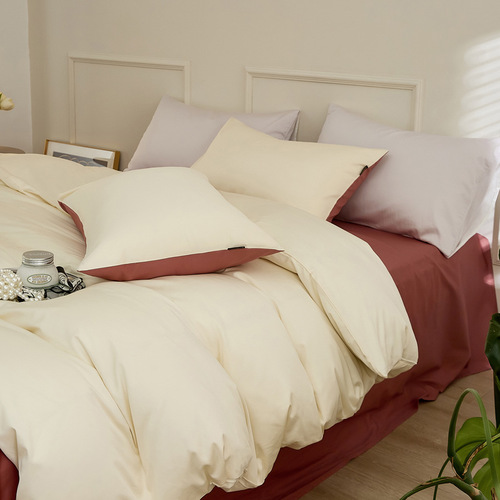 100 pieces of Xinjiang Long Staple Cotton Four-Piece Set Pure Cotton All Cotton Simple and Elegant Bedding Set