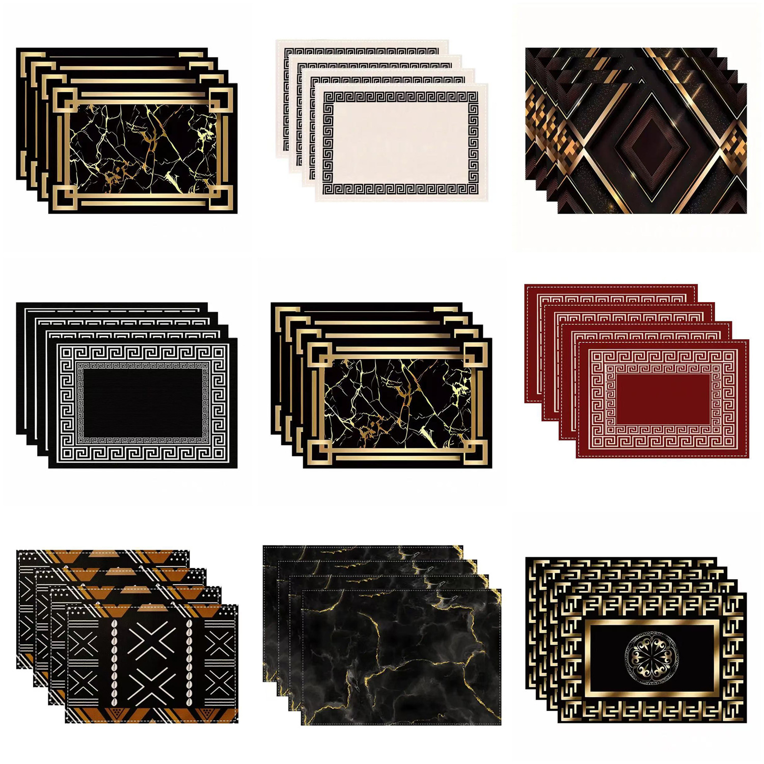 Nuevo poliéster cáñamo temu venta caliente oro negro mármol mantel moderno arte flor mantel restaurante decoración de la cocina