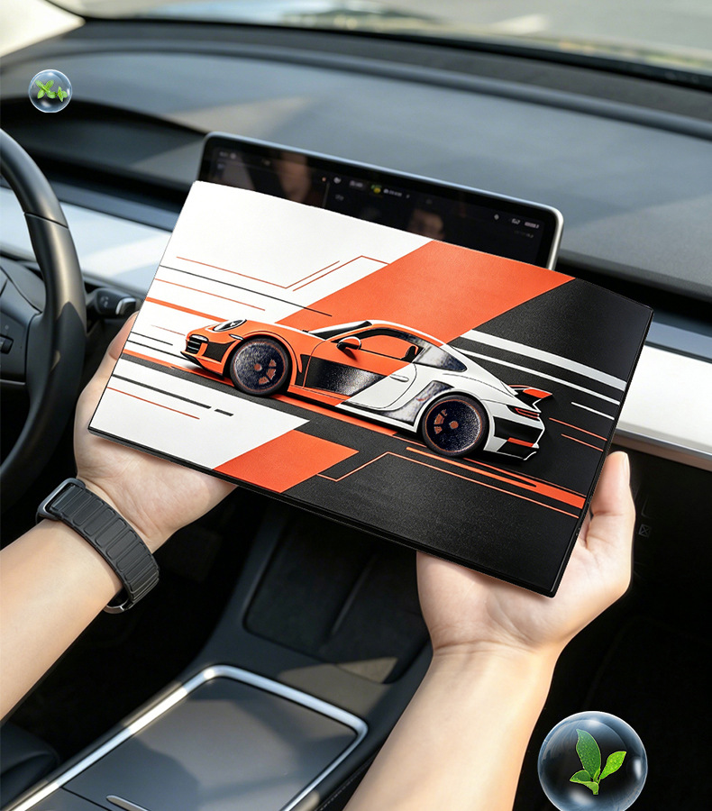 Uv Printed Car Dashboard Decorative Mat with Personalized Sports Car Pattern, Non-Slip and High Temperature Resistant Center Console Storage Mat