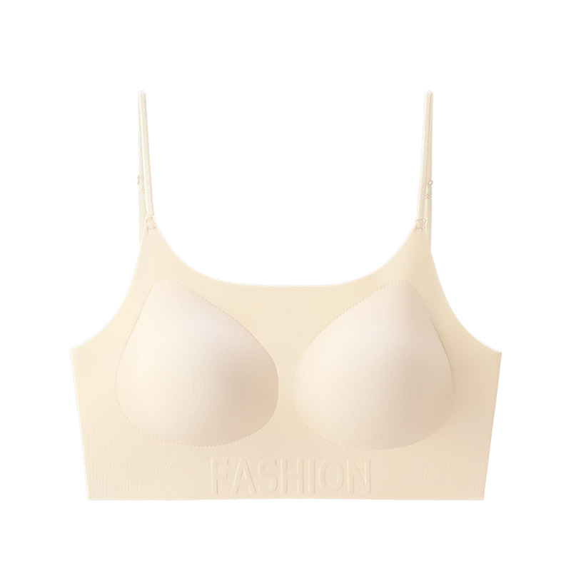 Bra sin huellas base líquida ropa interior mujer respirante invisible bra pequeño pecho sin anillo de acero cinturón de hombro delgado bra de belleza de espalda