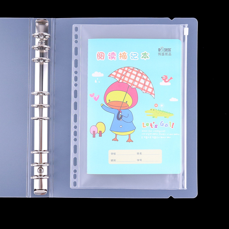 Multi-especificación A6 de hojas sueltas Notebook bolsa de lazo A5 Bill Hand Book bolsa de la cremallera de almacenamiento de PVC A4 bolsa de archivos