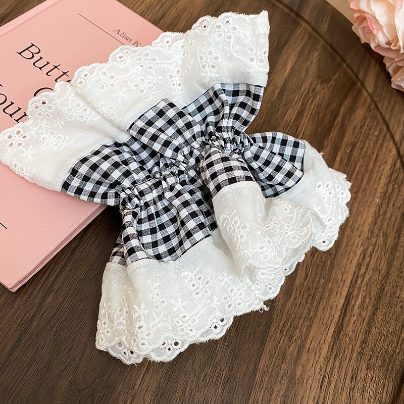 Encaje lazo para el cabello de intestino grueso de doble capa ins coreanos cuerda para el cabello de intestino grueso fresco y dulce en la parte posterior de la cabeza accesorios para el cabello femenino