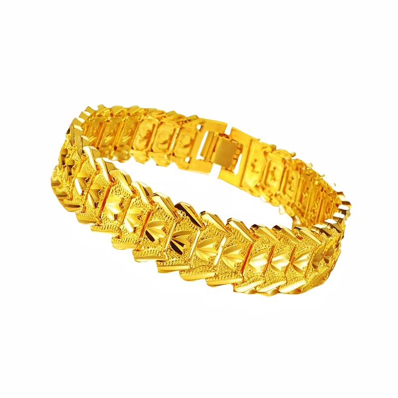 Jinjiahua Fashion Gold-Plated Jewelry Copper Electroplated 24K Gold Men's Wide Version Multi-Style Carved Spark Bracelet Watch Chain Jinjiahua Fashion Gold-Plated Jewelry Copper Electroplated 24K Gold Men's Wide Version Multi-Style Carved Spark Bracelet Watch Chain