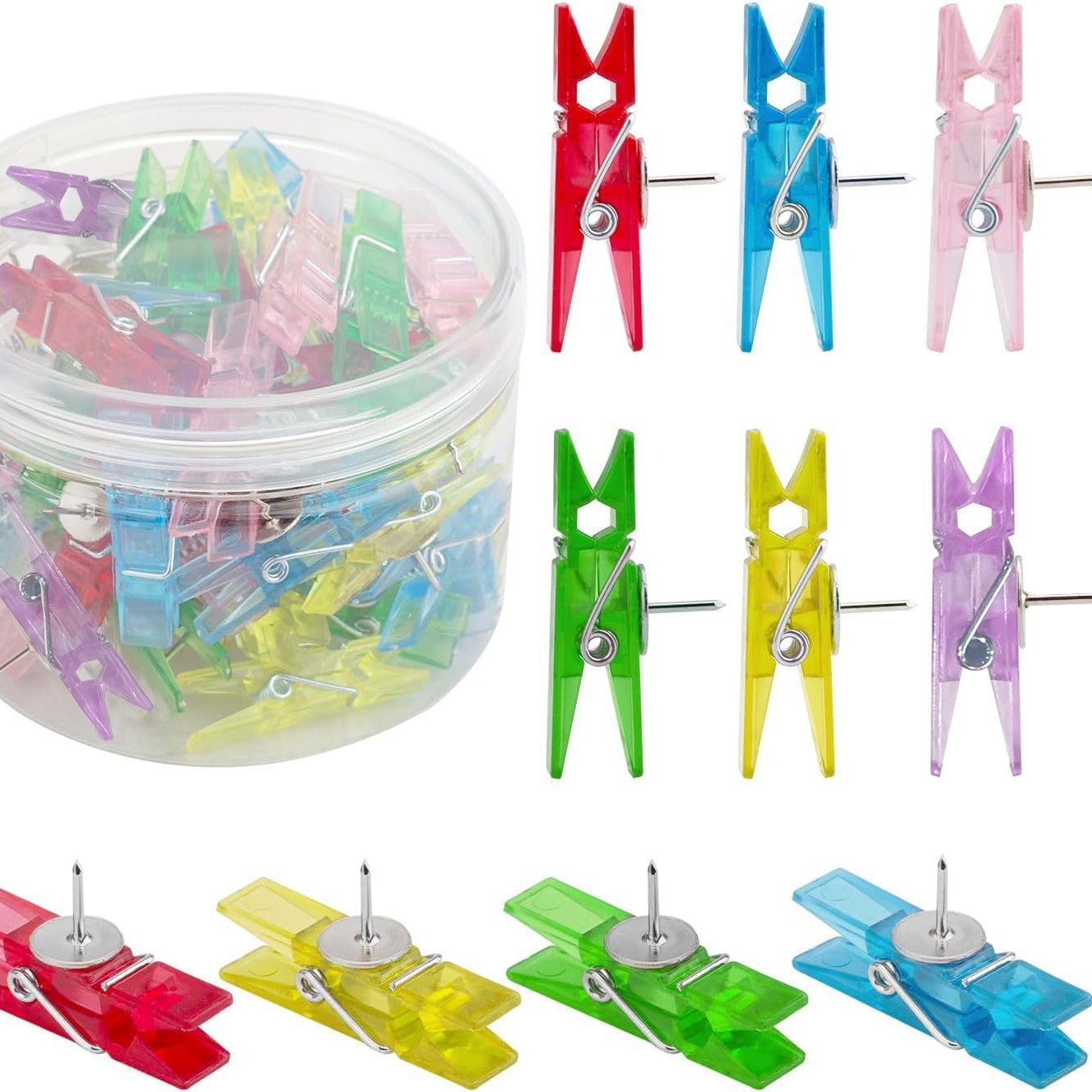 Ventas directas de papelería creativa de plástico transparente clip de color clip de fotos de madera corcha hecha a mano DIY clip de decoración