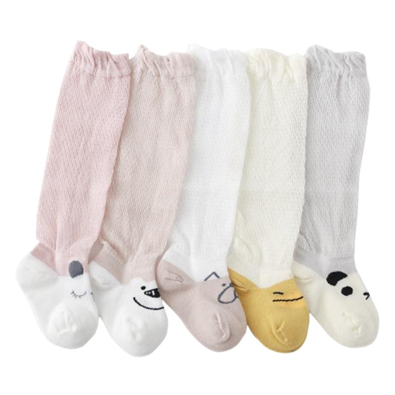 Medias de bebé verano fino sobre la rodilla algodón peinado recién nacido bebé medias altas sin hueso boca suelta calcetines de los niños