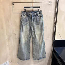 正确版本现货高品质BL家新款水洗破坏宽松牛仔裤宽松版型男女同款