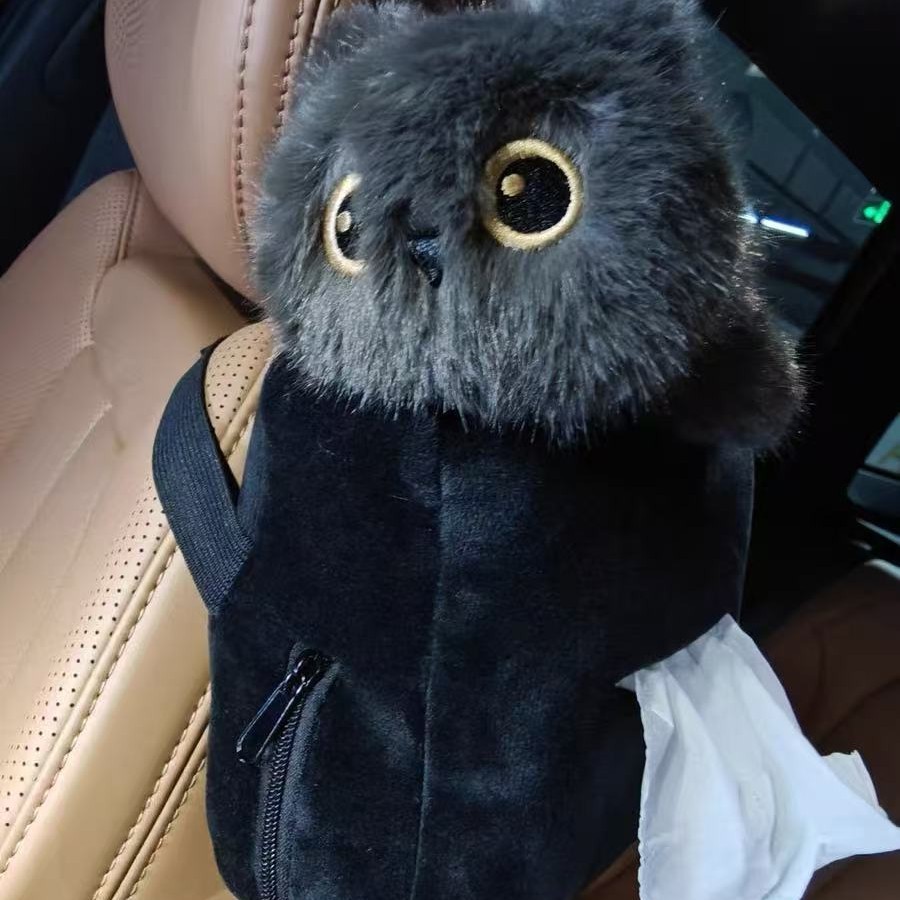 Little Black Cat Car Tissue Box Car Tissue Holder Hanging Bag Seat Back Hanging Car Tissue Box Car Interior Decoration for Women