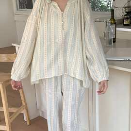 2026 26款早春新品韩系碎花纱宽松大码家居服睡衣套装