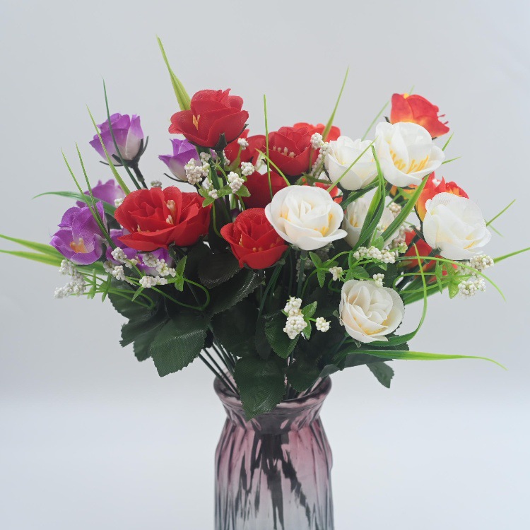 Nanyang pantalla mayorista simulación de flores de rosa pequeña escena de rosa props decoración para el hogar simulación flores falsas