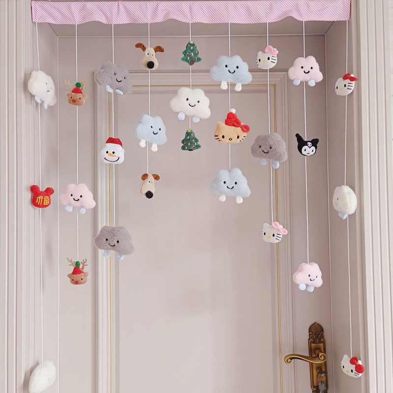 Festive Christmas Cute Yunfufu Door Curtain Living Room Partition Curtain Door Decoration Classroom Home Cartoon Curtain Girl