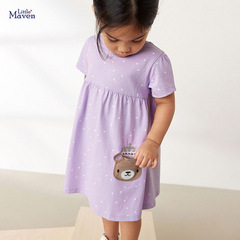 Little maven children's dress cute animal girl clothes summer girls princess dress short sleeve children's dress