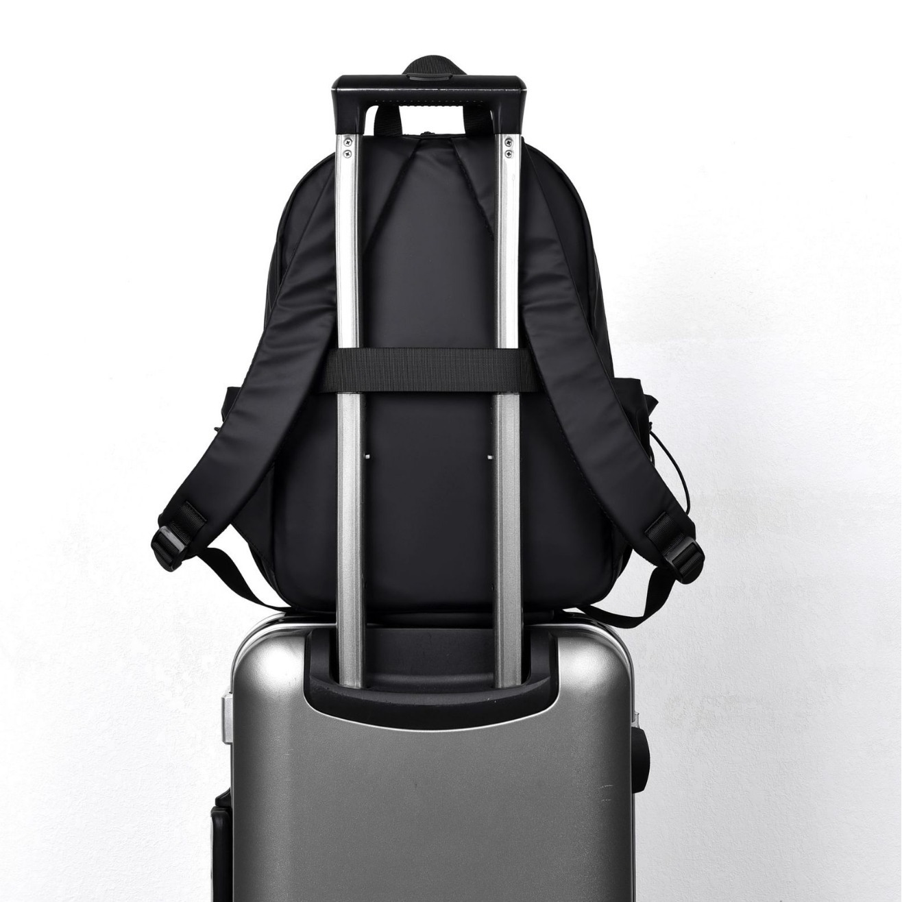 Bolsa de ordenador portátil gris puro mochila simple moda USB bolsa de ordenador casual mochila de comercio exterior para hombres