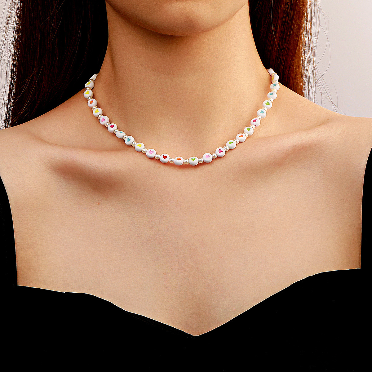 Neue Acryl Handgemachte Perlen Herz Halskette Armband Fußkettchen Großhandel Nihaojewelry display picture 2