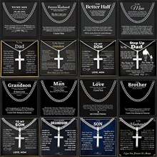 跨境欧美时尚男士夸张朋克风不锈钢链子51CM古巴链十字架蛇骨链带