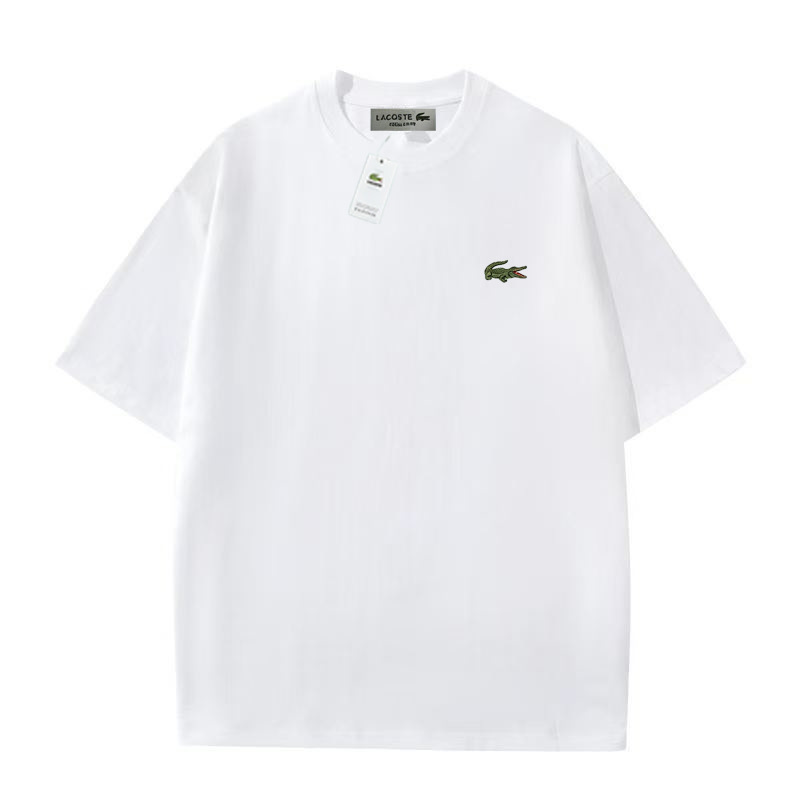 Pure Cotton Embroidered Crocodile Summer Men's Short-Sleeved T-Shirt, Loose Round Neck, Trendy and Versatile, Available in Multiple Colors