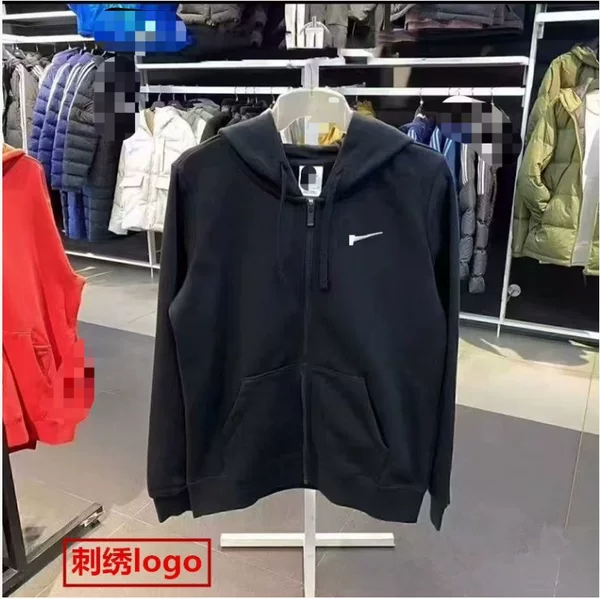 Spring, Autumn, and Winter New Style Sweatshirt Jacket, Knitted Embroidery Casual Unisex Zip-Up Hooded Sports Cardigan, Loose Fit with Fleece Dq