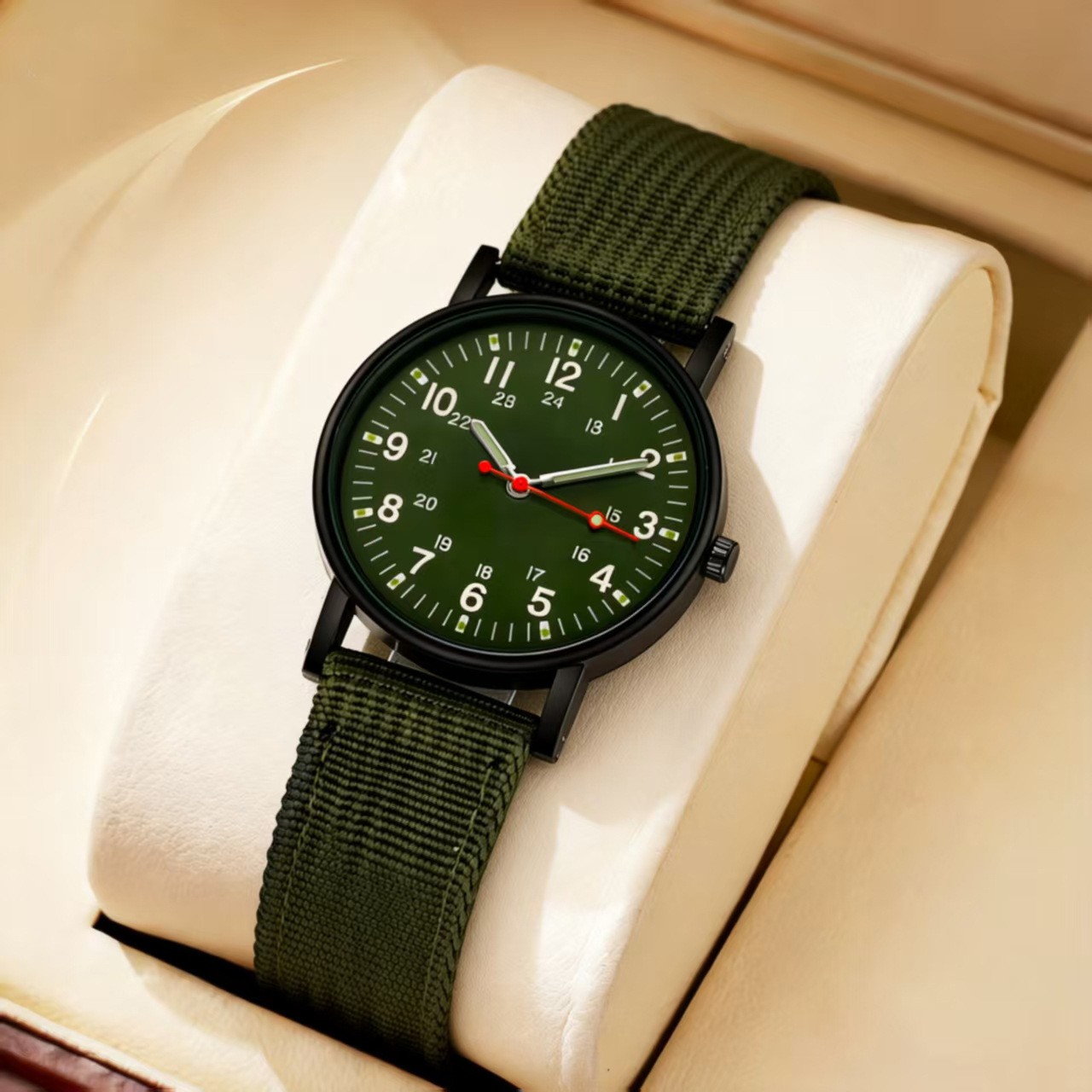 Cross-Border New Luminous Watch Men's Watch Nylon Woven Strap Casual Sports Watch Factory Wholesale in Stock Military Watch