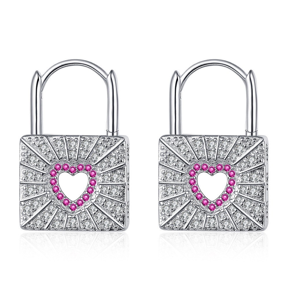 16g Weight 1 Pair Simple Style Classic Style Heart Shape Inlay Copper Zircon Earrings