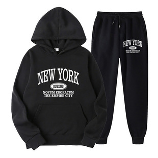 New Cross-border European and American Men's Hoodie Sweater suit Fashion Printed Two-piece Casual Sportswear suit Men