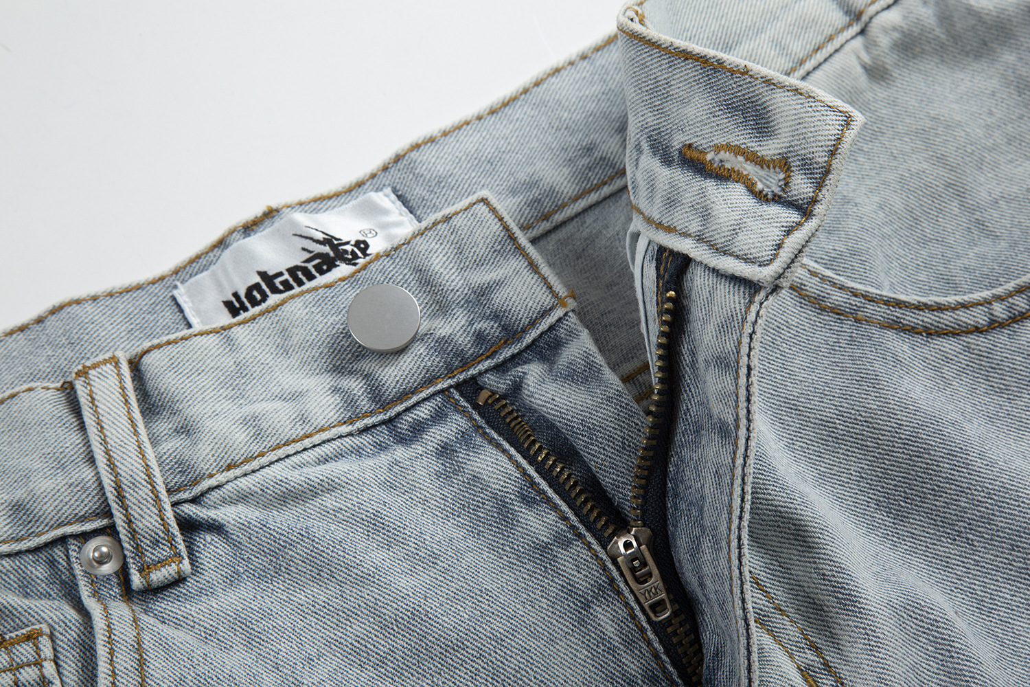 Men's Clothing high street loose Parisian style RO style distressed straight leg ripped cat whisker jeans overalls_voghion.com