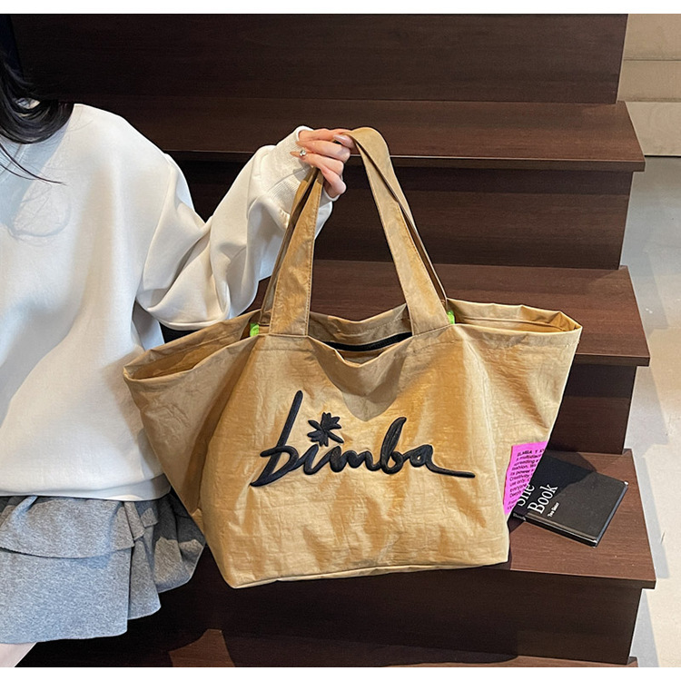 2025 New Cotton Japanese-Style Printed Casual Tote Shopping Bag Large Capacity Single Shoulder Class Commuting High-End Fabric Bag