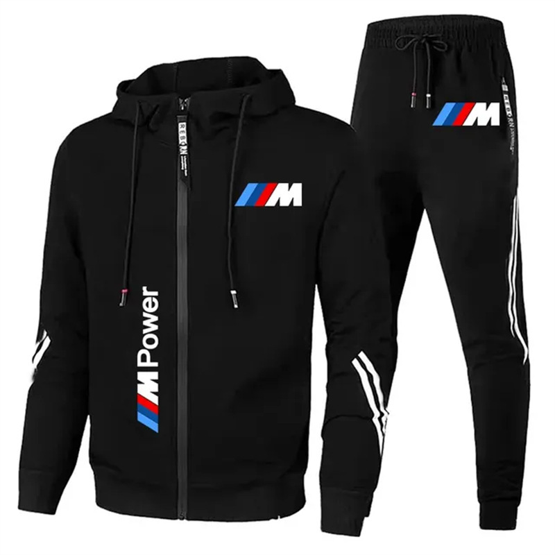 2024 New Fashion BMW Men's Gift BMW Logo Print Men's Zipper Motorcycle Jacket Woolen Pants
