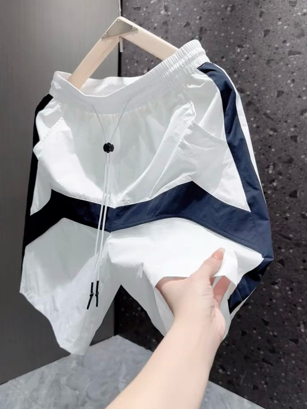 2025 New Summer Men's Casual Shorts Loose Straight Sports Quick-Drying Beach Pants American Color Matching Five-Point Pants