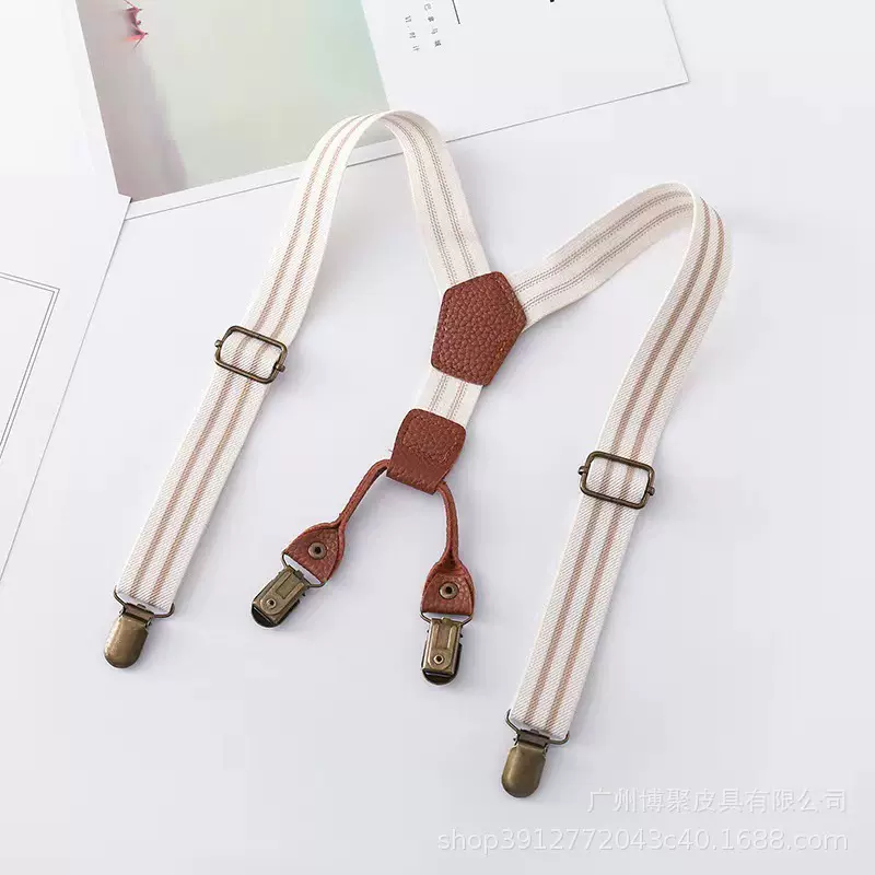 工厂定制英伦复古儿童吊裤带松紧背带夹防滑可调节裤带男女童背带