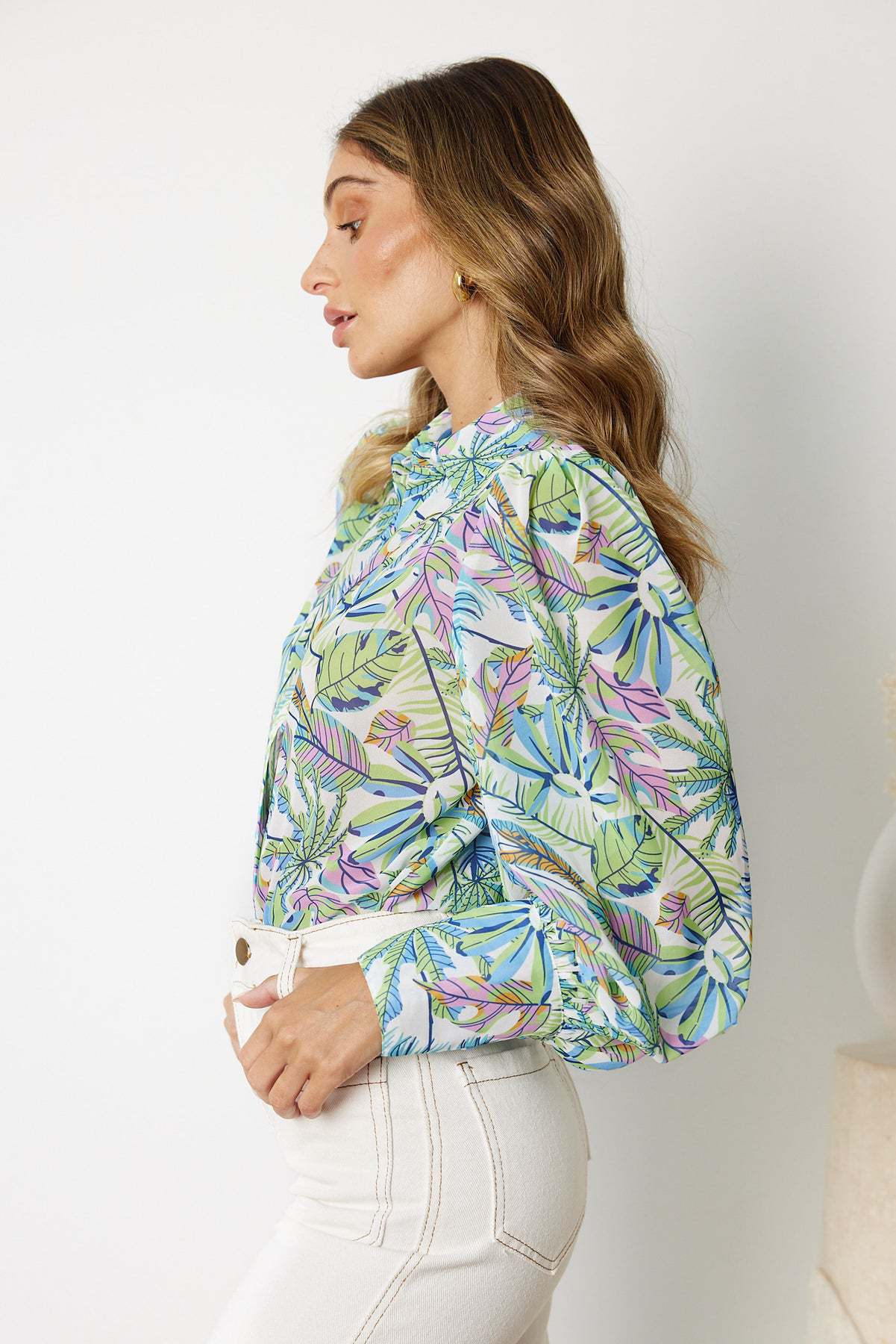 Women's Chiffon Shirt Long Sleeve Blouses Button Vacation Tropical display picture 5