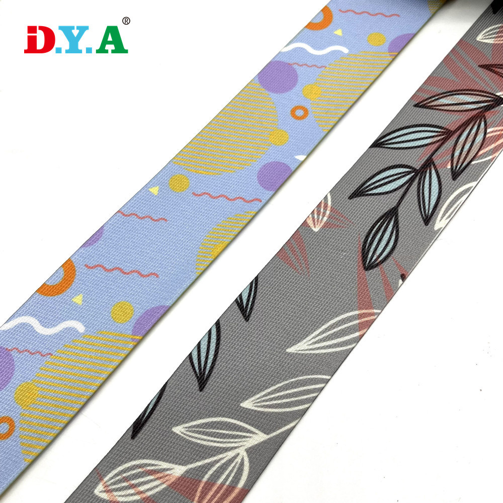 Factory customized jacquard elastic printed LOGO sewing heat transfer binding with high elastic webbing lunch box water cup cover