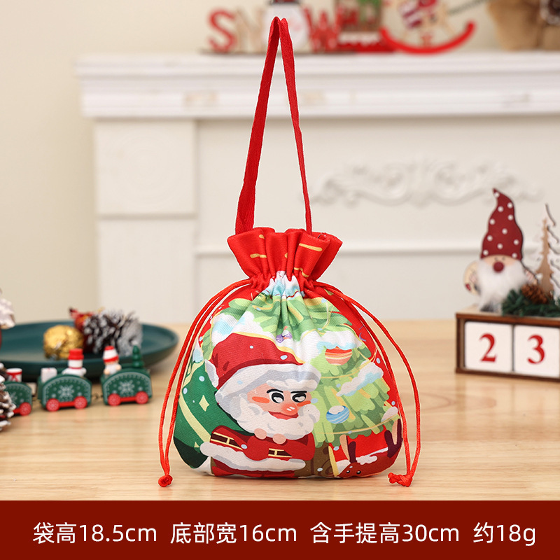 新しいクリスマスのリンゴの袋の綿布の箔押しの口のプレゼントの袋は蝶結びのクリスマスの子供のキャンディーの贈り物の袋を持ちます。|undefined