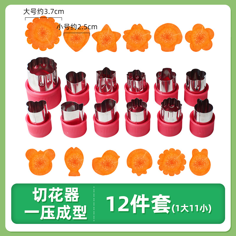 빨간색 과일 및 야채 엠보싱 금형 12개 세트