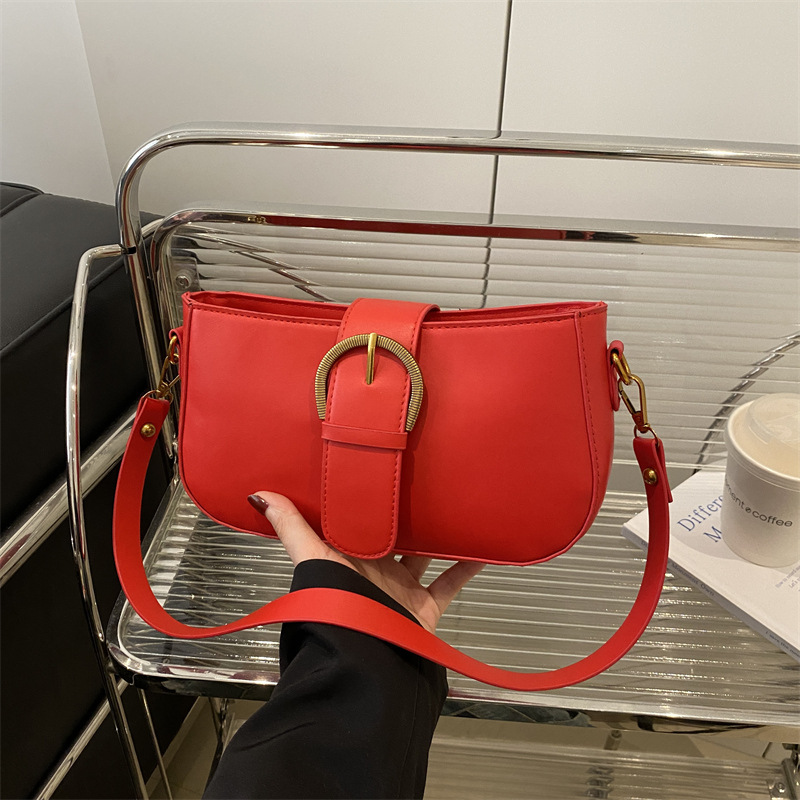 Simple retro hebilla de cinturón bolso de tendencia de mujer 2025 primavera nuevo nicho de diseño de brazo popular bolso de hombro