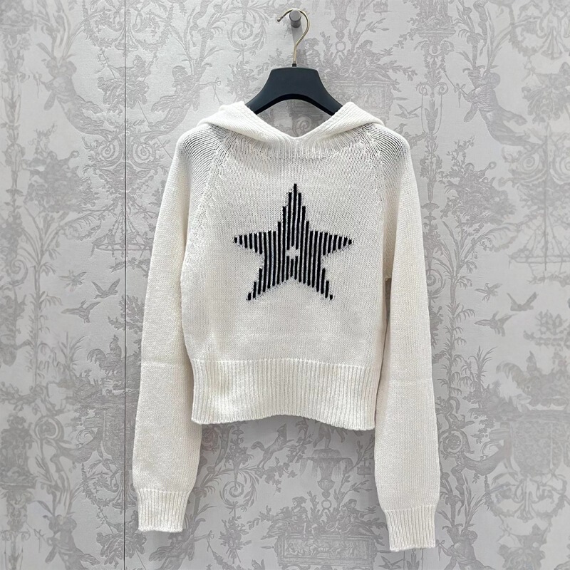 25 Autumn/Winter Ski Series Pentagram Back Letter Embroidered Hooded Knit Sweater Women's Fair Isle Fair Isle Sweater 25 Autumn/Winter Ski Series Pentagram Back Letter Embroidered Hooded Knit Sweater Women's Fair Isle Fair Isle Sweater