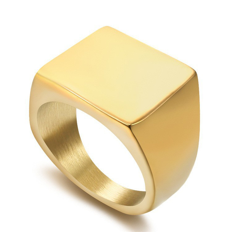 Cross-border e-commerce fashion personalized geometric full glossy ring polished square Business Men's ring in stock wholesale