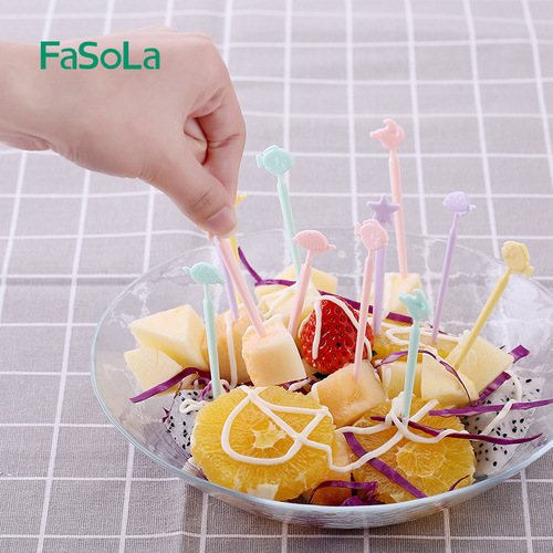 FaSoLa simple fashionable animal cartoon fruit fork food grade ABS plastic creative fruit picks can be used repeatedly